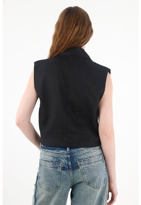 Tennis Chaleco Con Solapa Negro Para Mujer