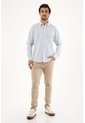 Camisa Azul A Rayas Manga Larga Para Hombre de Tennis