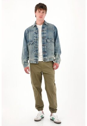 Tennis Pantalón Tipo Jogger De Pretina Elástica Verde Para Hombre