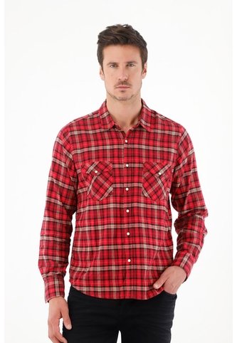 Tennis Camisa Tipo Leñadora Roja Para Hombre Tennis