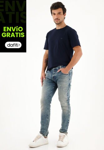 Tennis Jean Skinny Tiro Medio Con Pigmento Blanco Para Hombre Tennis