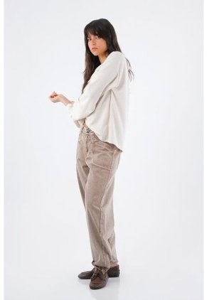 Tennis Buzo Para Mujer En Poliéster Marfil Relajado Con Cuello Envolvente