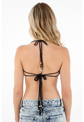 Tennis Top Negro Tejido Para Mujer