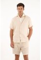 Camisa Manga Corta En 100% Lino Crudo Para Hombre de Tennis