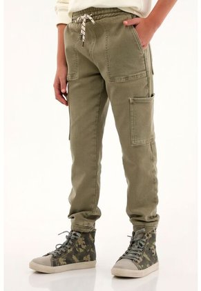 Jean Estilo Jogger Verde Para Niño