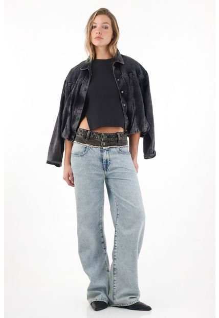 Chaqueta En Black Denim Tipo Globo Para Mujer