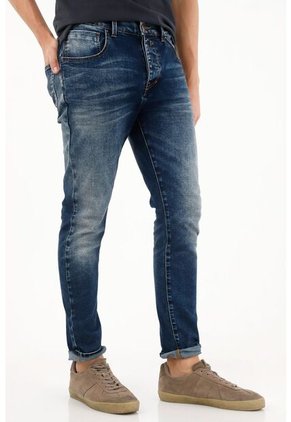 Tennis Jean Súper Skinny Tiro Medio Azul Para Hombre