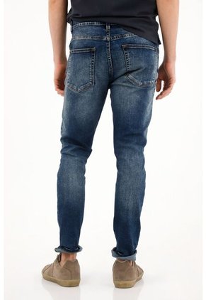 Tennis Jean Súper Skinny Tiro Medio Azul Para Hombre