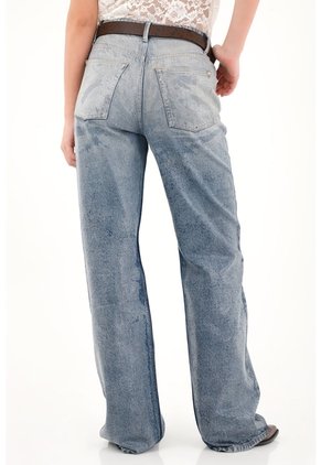 Tennis Jean Wide Leg Tiro Alto Con Lavado Degradé Para Mujer