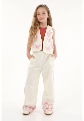 Chaleco Con Estampado De Mariposas Crudo Para Niña Tennis