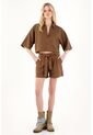 Tennis Short Con Bolsillos Y Cinturón Café Para Mujer de Tennis