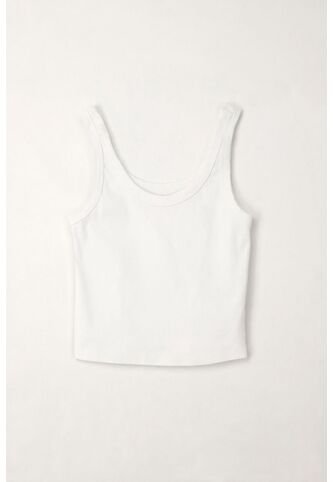 Tennis Camiseta Crop En Rib Blanca Para Mujer Tennis
