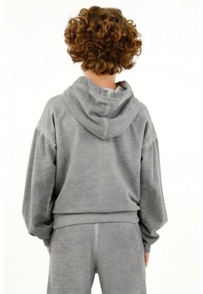 Buzo Tipo Hoodie Gris Para Niño