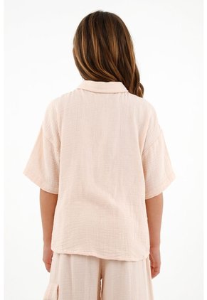 Camisa Crudo De Botones Para Niña