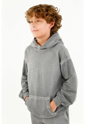 Buzo Tipo Hoodie Gris Para Niño