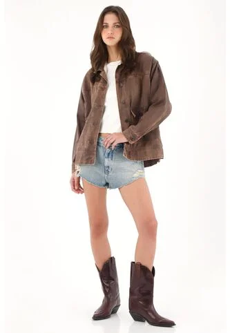 Tennis Abrigo Oversize En Dril Café Para Mujer Tennis