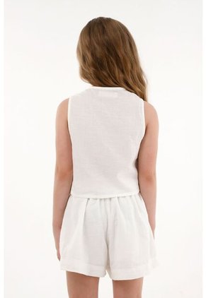 Chaleco Con Bordado De Flores Crudo Para Niña