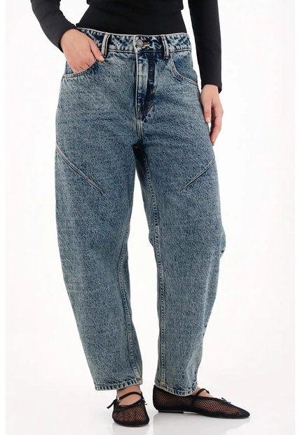 Tennis Jean Slouchy Tiro Bajo Azul Para Mujer