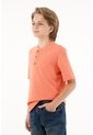 Camiseta Naranja Con Perilla De Botones Para Niño de Tennis