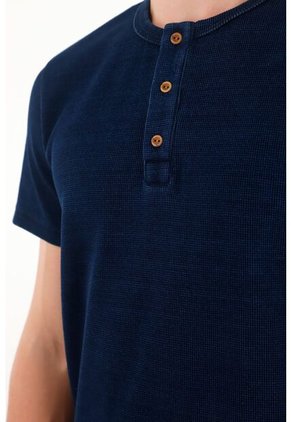 Tennis Camiseta De Tela Con Textura Azul Para Hombre