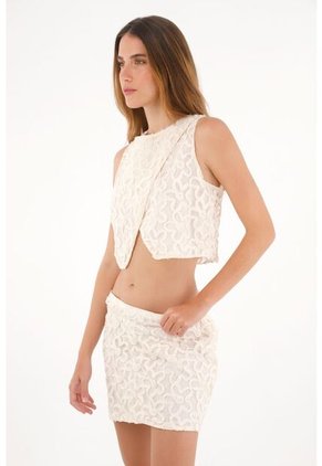 Tennis Camisa Bordada Manga Sisa Crudo Para Mujer