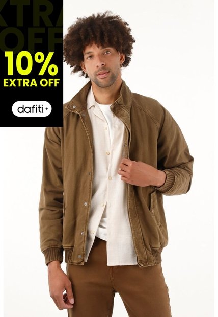 Tennis Chaqueta Café Tipo Bomber Para Hombre
