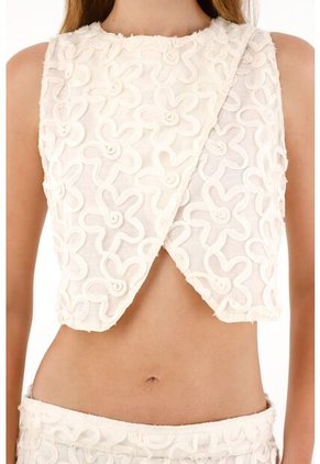 Tennis Camisa Bordada Manga Sisa Crudo Para Mujer