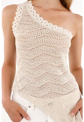 Tennis Camiseta Crudo Con Apariencia Tejida Para Mujer