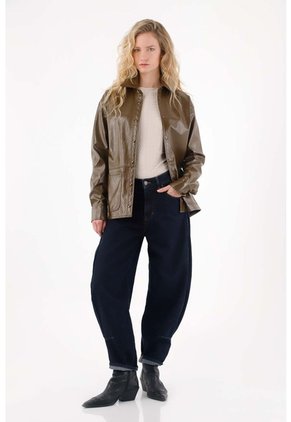 Tennis Jean Slouchy Con Prense Decorativo Azul Para Mujer