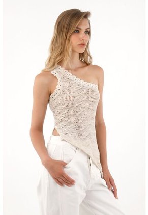 Tennis Camiseta Crudo Con Apariencia Tejida Para Mujer