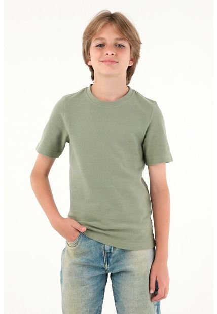 Camiseta Verde Cuello Redondo Para Niño