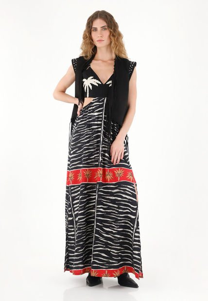 Vestido Largo Estampado Cut Out Para Mujer