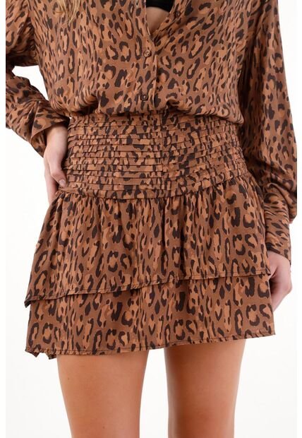 Tennis Falda Corta Con Estampado De Animal Print Multicolor Para Mujer