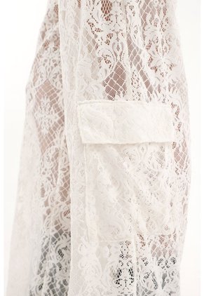 Tennis Pantalón Wide Leg Crudo En Encaje Para Mujer