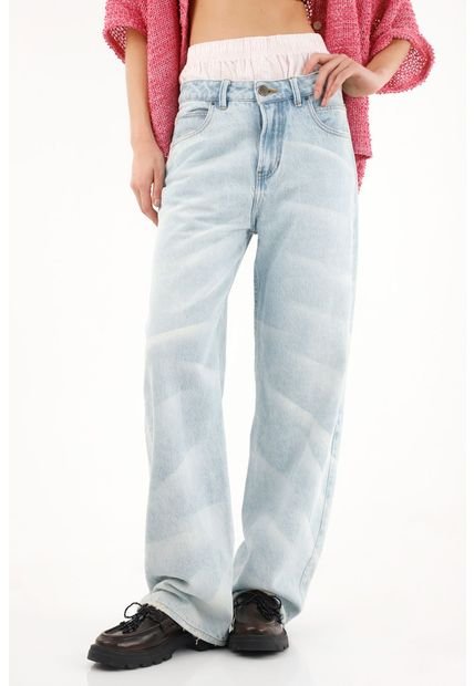 Jean Recto Tiro Alto Con Diseño Animal Print Para Mujer
