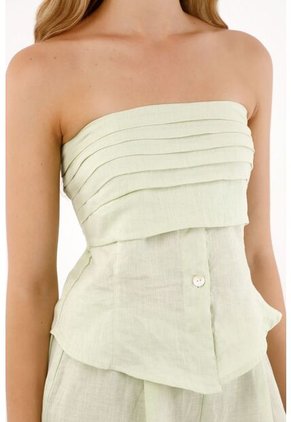 Tennis Camisa Strapless En 100% Lino Verde Para Mujer