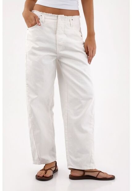 Tennis Jean Para Mujer De Algodón Blanco Corte Horse Shoe Con Cintura Lisa