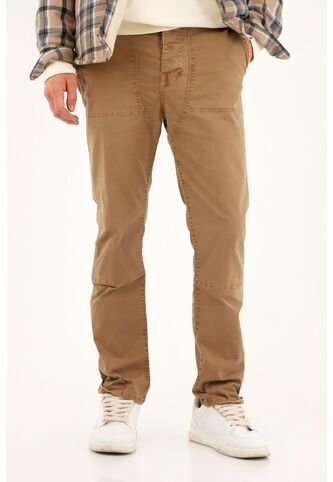 Pantalón Recto Con Cortes Decorativos Café Para Hombre Tennis