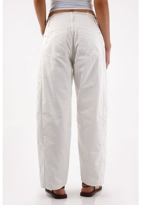 Tennis Jean Para Mujer De Algodón Blanco Corte Horse Shoe Con Cintura Lisa