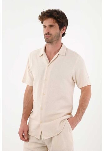 Tennis Camisa Tipo Bowling Con Textura Crudo Para Hombre Tennis