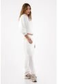 Tennis Pantalón Para Mujer De Algodón Blanco Fit Relajado Con Bolsillos Curvos de Tennis