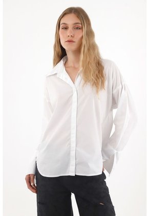 Tennis Camisa Manga Larga Oversized Blanca Para Mujer