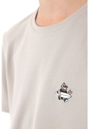 Camiseta Básica Gris Con Estampado Infantil Para Niño