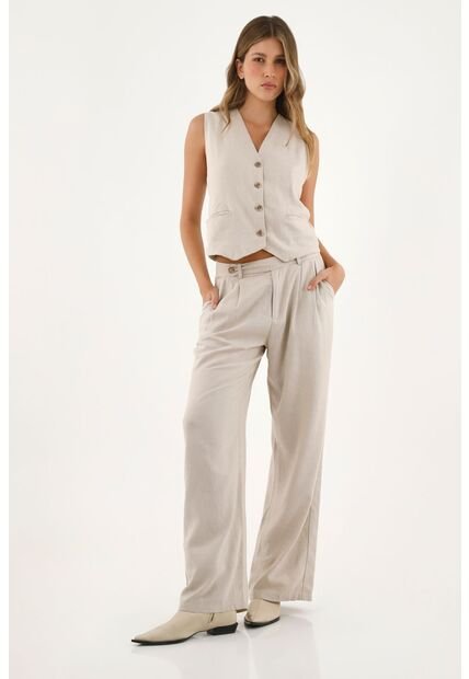 Pantalón Crudo Tipo Lino Para Mujer