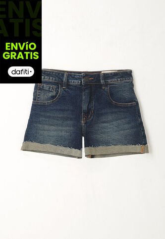 Tennis Bermuda Azul Con Arrugas 3D Para Mujer Tennis