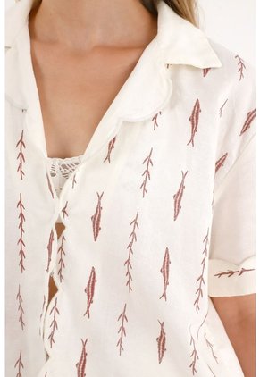 Tennis Camisa Manga Corta Con Estampado De Peces Para Mujer
