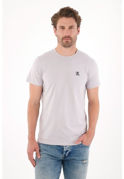 Tennis Camiseta Con Cuello Redondo En Rib Gris Para Hombre