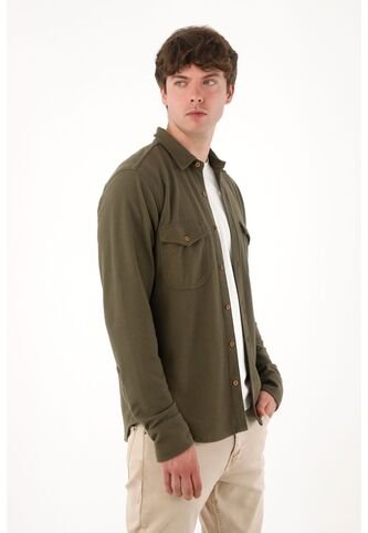 Buzo Tipo Camisa Verde Para Hombre Tennis