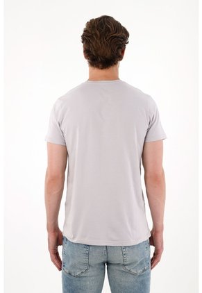 Tennis Camiseta Con Cuello Redondo En Rib Gris Para Hombre