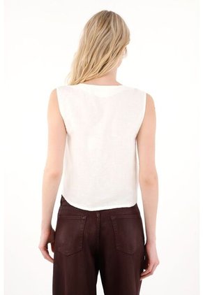 Tennis Chaleco Con Detalle Bordado Sobrepuesto Crudo Para Mujer